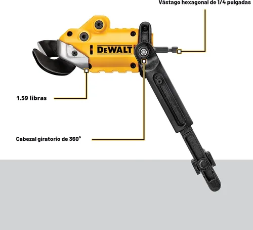 Miniatura 2 de DEWALT Cizalla/Cortador de Metal Accesorio para Taladro, Listo para Impacto, Cabezal Pivotante de 360 Grados, Corta Material de 18GA