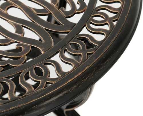 Miniatura 4 de C/G patio casa C/G Mesa auxiliar de aluminio fundido para patio, mesa auxiliar decorativa para exteriores, patrón floral ornamentado