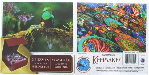 Miniatura 2 de Juego de 2 rompecabezas de recuerdos, 1000 piezas, pájaros coloridos