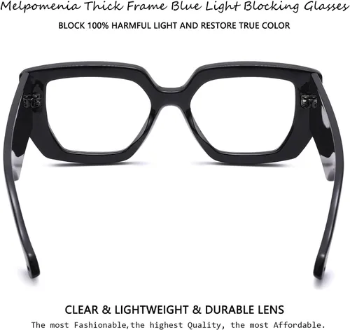 Miniatura 3 de Gafas de luz azul de marco grueso para mujeres y hombres, anteojos cuadrados de moda para juegos de computadora con lente transparente