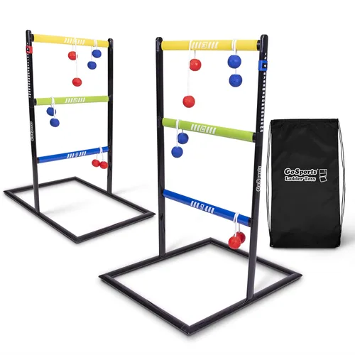GoSports Juego de lanzamiento de escalera para interiores y exteriores con 6 bolas de goma suave y funda de transporte de viaje, elige Pro o Classic