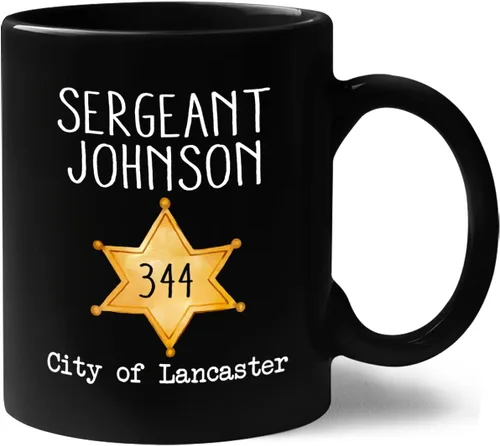 Miniatura 12 de Taza de café personalizada con nombre de la policía con nombre de la policía, con línea azul fina, 11 onzas y 15 onzas Taza negra de la bandera