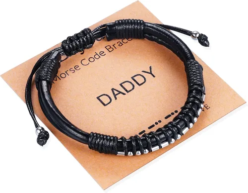 Miniatura 83 de Regalos inspiradores para hombres, pulseras con código morse, pulseras para hombre, regalos de graduación para él, Día del Padre, pulsera de cuero