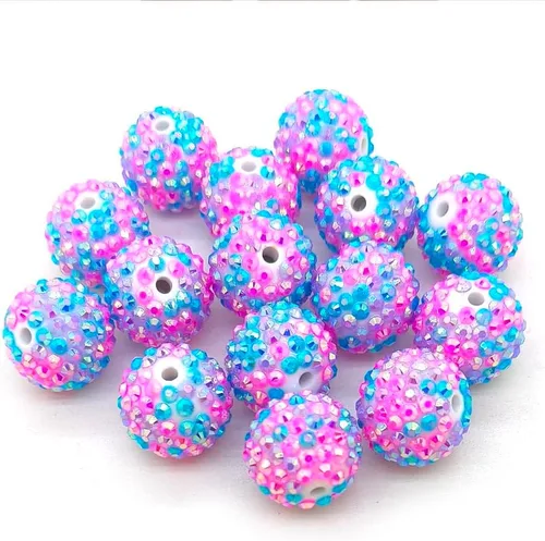Miniatura 10 de Cuentas de diamantes de imitación de colores redondas espaciadoras para joyería, pulsera, collar, bolígrafo, bolsa, cadena, suministros de 0.630 in