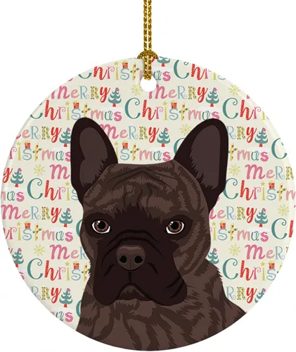 Miniatura 172 de Caroline's Treasures Bulldog Francés Azul de Navidad Adorno de Cerámica Decoraciones Colgantes para Árbol de Navidad para Hogar Navidad, Festividad