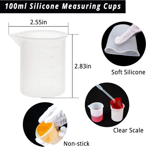 Miniatura 3 de Gartful Vasos medidores de silicona de 3.4 fl oz para mezcla de resina, 6 tazas mezcladoras para resina epoxi, moldes de fundición de joyas, pintura