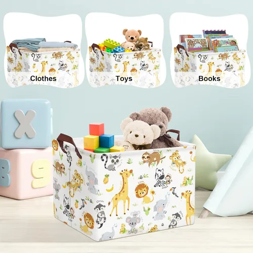 Miniatura 5 de Clastyle Cesta rectangular de almacenamiento para bebé, grande, plegable, para juguetes, cuarto del bebé, aula, libros, estantería, toalla de ducha