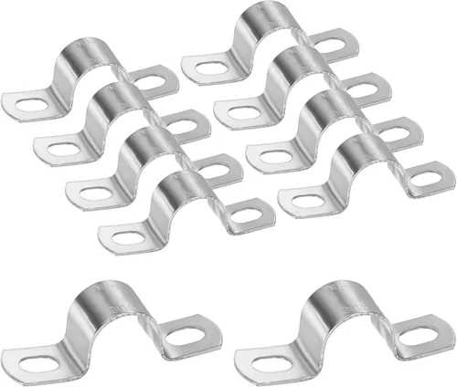 Miniatura 59 de M METERXITY Paquete de 3 abrazaderas de conducto, correa rígida de acero inoxidable 304 de 3-1/2 pulgadas M89 U con 2 agujeros