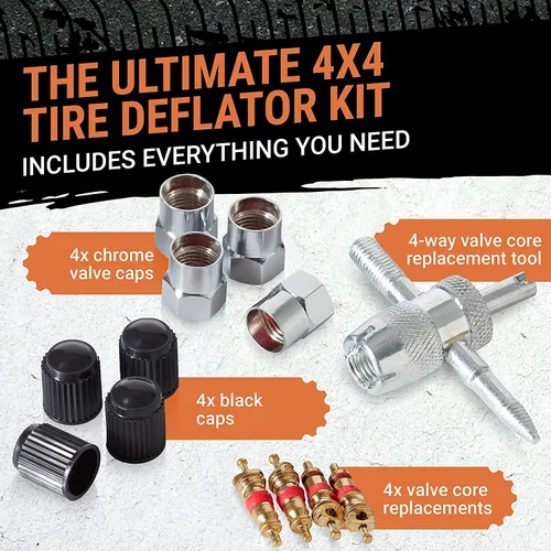 Miniatura 5 de medidor de presión de neumáticos (0-60 PSI) de alta resistencia, con estuche de espuma personalizado, tapones cromados y herramienta de reparación