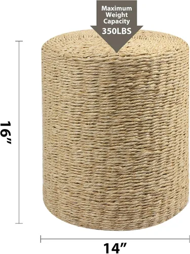 Miniatura 3 de Wimarsbon Decor - Puf redondo otomano de cuerda de papel de una sola hebra, reposapiés, taburete de pie, para dormitorio, sala de estar, asiento