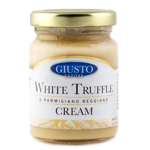 Giusto Sapore Crema italiana de trufa blanca y parmigiano reggiano, 3.17 onzas, crema gourmet de trufa premium, importada de Italia y de propiedad