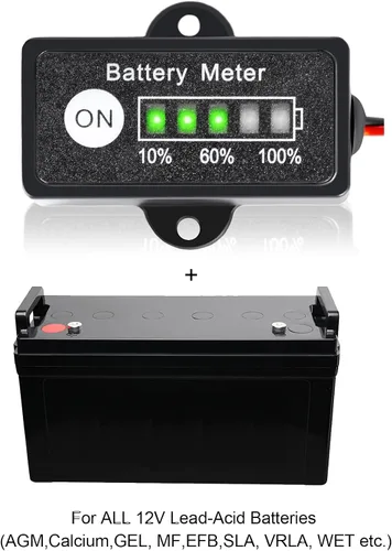 Miniatura 5 de Medidor de batería de 12 V, indicador de batería de plomo-ácido, medidor de combustible, monitor y probador para motocicleta, carritos de golf