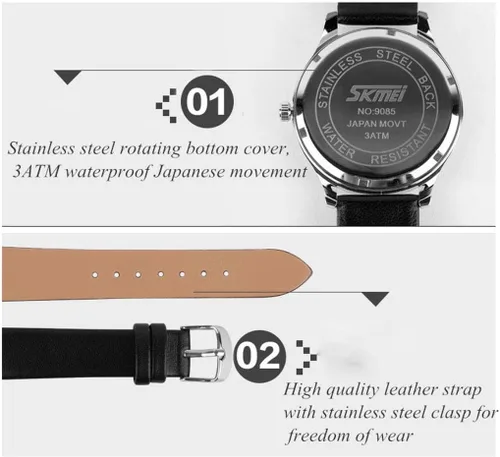 Miniatura 6 de IJAHWRS Reloj analógico para mujer, reloj de pulsera de cuarzo para mujer, correa de cuero, cara grande, divertido y lindo reloj