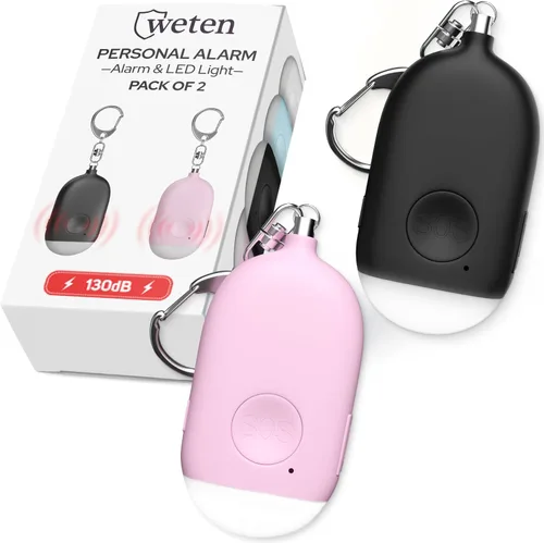 Miniatura 17 de Weten Llavero de alarma personal recargable, sirena de 130 dB y luz LED, elegante alerta de seguridad personal para que las mujeres lo lleven