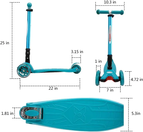 Miniatura 6 de ChromeWheels Patinetes Plegables para Niños, Patinete Deluxe con 4 Alturas Ajustables, Límite de Peso 132 libras, 3 Ruedas, Inclínate para Dirigir