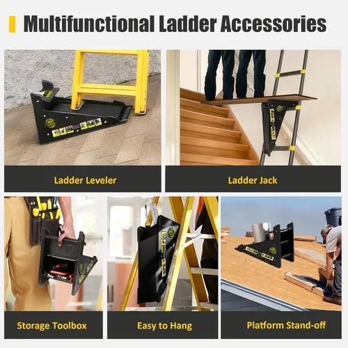 Miniatura 4 de Nivelador de escalera de plataforma estable, niveladores de escalera para escaleras de extensión con almacenamiento para superficies irregulares
