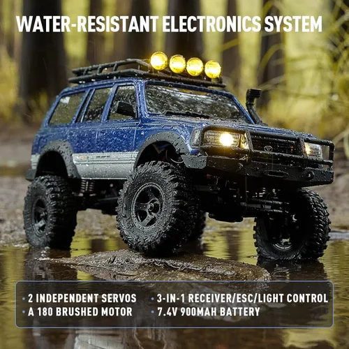 Miniatura 3 de BEEZRC FMS RC Crawler 1/18 FCX18 Land Cruiser LC80 RTR Toyota con licencia 4WD RC Rock Truck 2.4Ghz 900mAh Hobby Grade RC Car Model Mini Auto de Azul