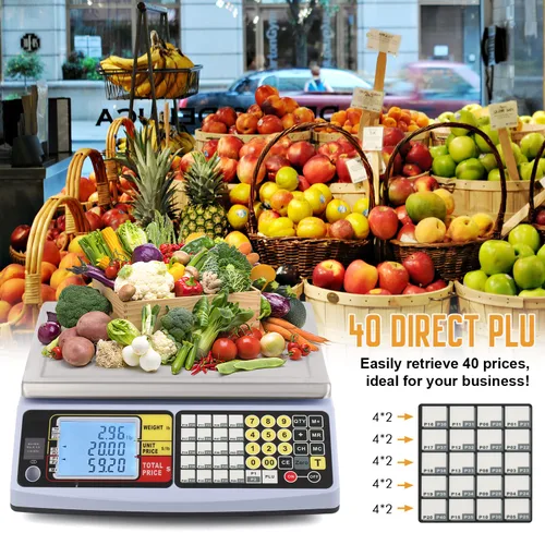 Miniatura 3 de Bonvoisin Escala de cálculo de precios 66 lb Escala comercial de productos alimenticios para mercados de agricultores, COC # 14-041