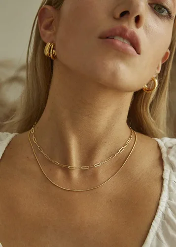 Miniatura 2 de BOUTIQUELOVIN - Collar de cadena de eslabones, de oro de 14 quilates, para mujeres y niñas