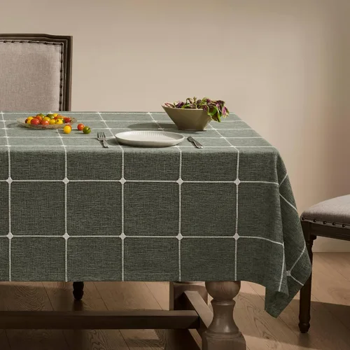 Miniatura 71 de ZeeMart - Mantel de mesa con diseño de cuadrícula boho y borlas (blanco roto, 132 cm x 132 cm), mantel de gran peso de lino a cuadros bordado