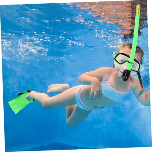 Miniatura 9 de UPKOCH Juego de equipo de esnórquel para niños, 2 piezas, popotes, aletas cortas para natación, diseño semiseco antivaho para niños y niñas
