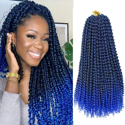 Miniatura 36 de Cabello Passion Twist de 30 pulgadas, cabello rubio de ondas de agua con ganchillo para mujeres, cabello rubio Passion Twist de ganchillo largo 27#
