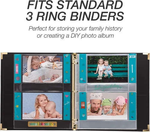 Miniatura 2 de Samsill Páginas de fotos de 4 x 6 pulgadas para carpeta de 3 anillos de 4 x 6, paquete de 25), con capacidad para 100 imágenes, cada página de fotos