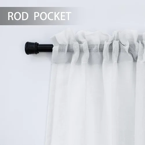 Miniatura 3 de UPOPO Cortinas traslúcidas blancas de 80 pulgadas de largo para sala de estar, cocina, comedor, sótano, 2 paneles de gasa transparente