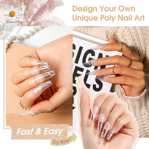 Miniatura 5 de Rosalind Gel de extensión de poliéster acrílico transparente, paquete de 2 unidades de gel de uñas de 2.1 onzas líquidas, constructor de uñas