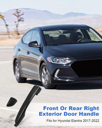 Miniatura 2 de Manija de puerta exterior Compatible con Hyundai Elantra 2017 2018 2019 2020 2021 2022 Lado izquierdo trasero Negro