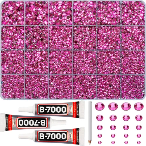 Miniatura 21 de 11000 piezas de diamantes de imitación con parte trasera plana de 2/3/4/5 mm en negro con pegamento para bordado, ropa, manualidades, zapatos, arte