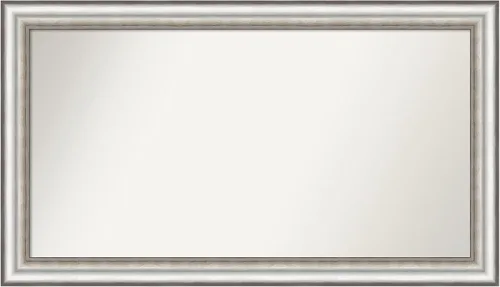 Miniatura 304 de Amanti Art Espejo de baño plateado para sobre el fregadero, 26 x 26 pulgadas, espejo cuadrado de plata antigua, marco de madera tradicional mediano