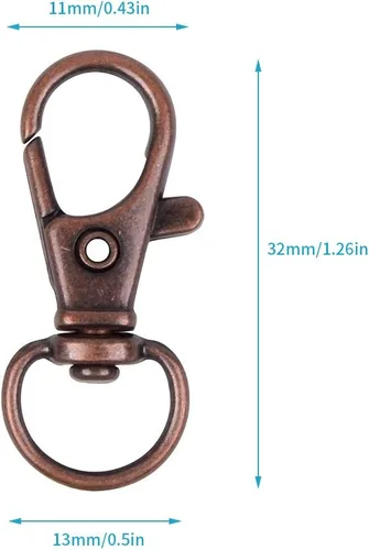 Miniatura 2 de HXSEMAYIG 100 piezas de ganchos para llavero con anillos de llavero, cierres de langosta giratorios de metal, para clip de llavero, manualidades