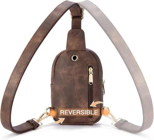 Miniatura 159 de Telena Riñonera pequeña para mujer, de cuero, cangureras, bolsa de pecho para mujer