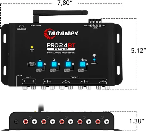Miniatura 8 de Taramps Pro 2.4 BT Bluetooth DSP Crossover Full, procesador de señal digital, ecualizador de audio para automóvil con aplicación, ganancia de hasta
