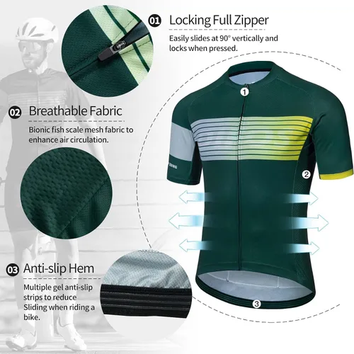 Miniatura 3 de Men's Cycling Jerseys Short Sleeve MTB Mountain Bike Jersey Honeycomb Breathable Mesh with 3 Pockets
