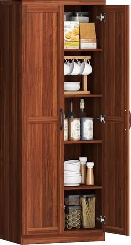 Miniatura 11 de HOMCOM Despensa de cocina de 2 puertas de 63", armario de almacenamiento independiente con estantería de 5 niveles y 2 estantes ajustables