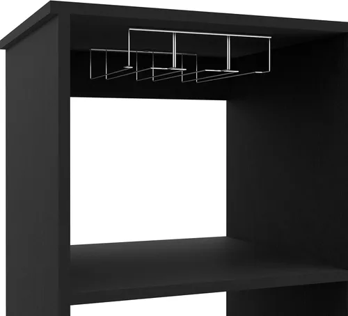 Miniatura 6 de FM FURNITURE Hype - Armario de bar con 12 cubos de vino, 2 cajones, estante de vidrio y estante, color negro