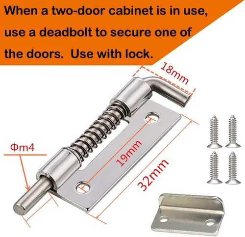 Miniatura 4 de Cerradura de seguridad pesada para armario con llaves (con llave similar), puerta doble individual, uso general, se adapta a paneles de madera