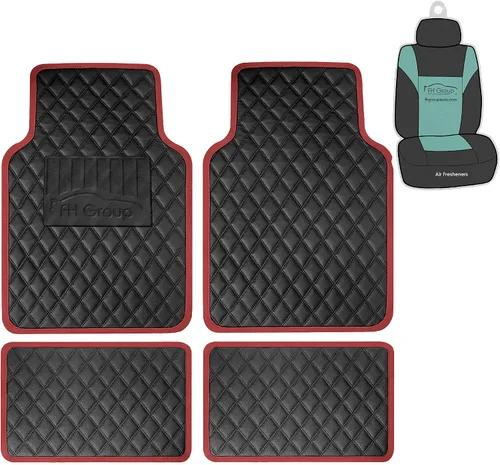 Miniatura 11 de FH Group Alfombrillas universales para automóvil, ajuste multiusos, de lujo, de piel sintética, combo de fundas de asiento de automóvil pequeñas