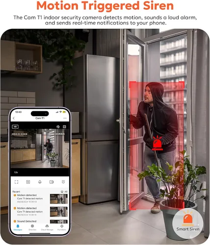 Miniatura 8 de owltron Cámara de seguridad interior 2K, cámaras WiFi de 2.4 GHz para seguridad en el hogar, cámara de monitor de bebé con detección de Blanco