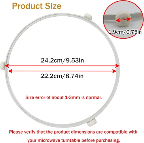Miniatura 2 de Anillo de soporte de placa giratoria de microondas de 9.5 pulgadas WB06X10705 para microondas GE con rodillos, bandeja de horno de microondas