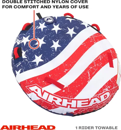 Miniatura 2 de SportsStuff Airhead Stars and Stripes - 1 tubo remolcable para navegación y deportes acuáticos, fabricado en los Estados Unidos, cubierta de nailon