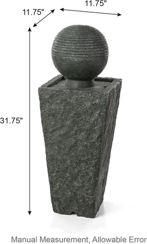 Miniatura 2 de Glitzhome Fuente de agua para exteriores con luz LED, fuente decorativa con pedestal de esfera para exteriores con bomba sumergible, fuentes