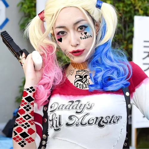 Miniatura 5 de VANTATY 5 hojas de tatuajes temporales 3D de Halloween para mujeres, niñas y adultos, calcomanías de tatuaje falsas HQ, kit de maquillaje para C