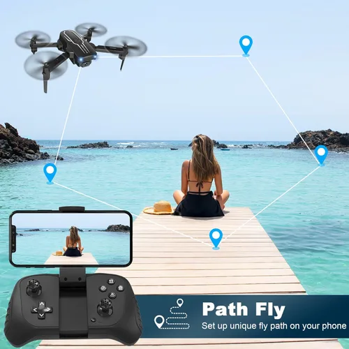 Miniatura 4 de Mini dron con cámara para adultos y niños - drones con cámara FPV HD 1080P de 90° con lente ajustable, selfies con gestos, inicio con una tecla