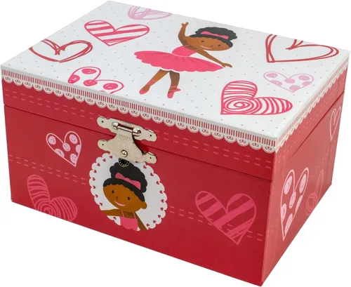 Miniatura 6 de Caja de música de bailarina con corazones con collar de bailarina de color plateado