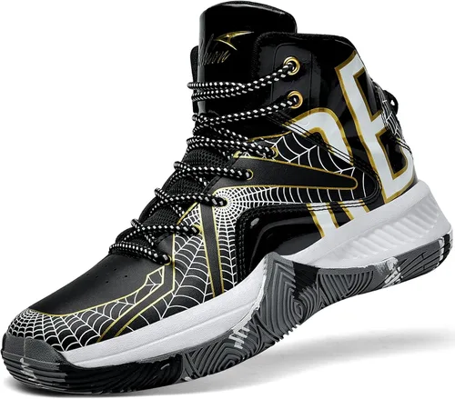 ASHION Zapatos de baloncesto unisex para niños y niñas, tenis de caña alta, transpirables, con amortiguación al aire libre, zapatos deportivos