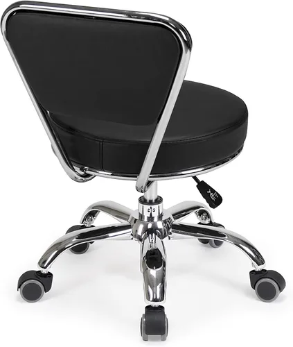 Miniatura 5 de MAYAKOBA Dayton Taburete con respaldo - Asiento neumático negro, altura ajustable de 13 a 15 pulgadas, diseño ergonómico para oficina en casa