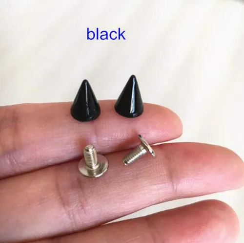 Miniatura 5 de Gdeal - Juego de 100 tachuelas y clavos de cono de bala coloridos, remaches metálicos de 0.276 x 0.394 in (negro)